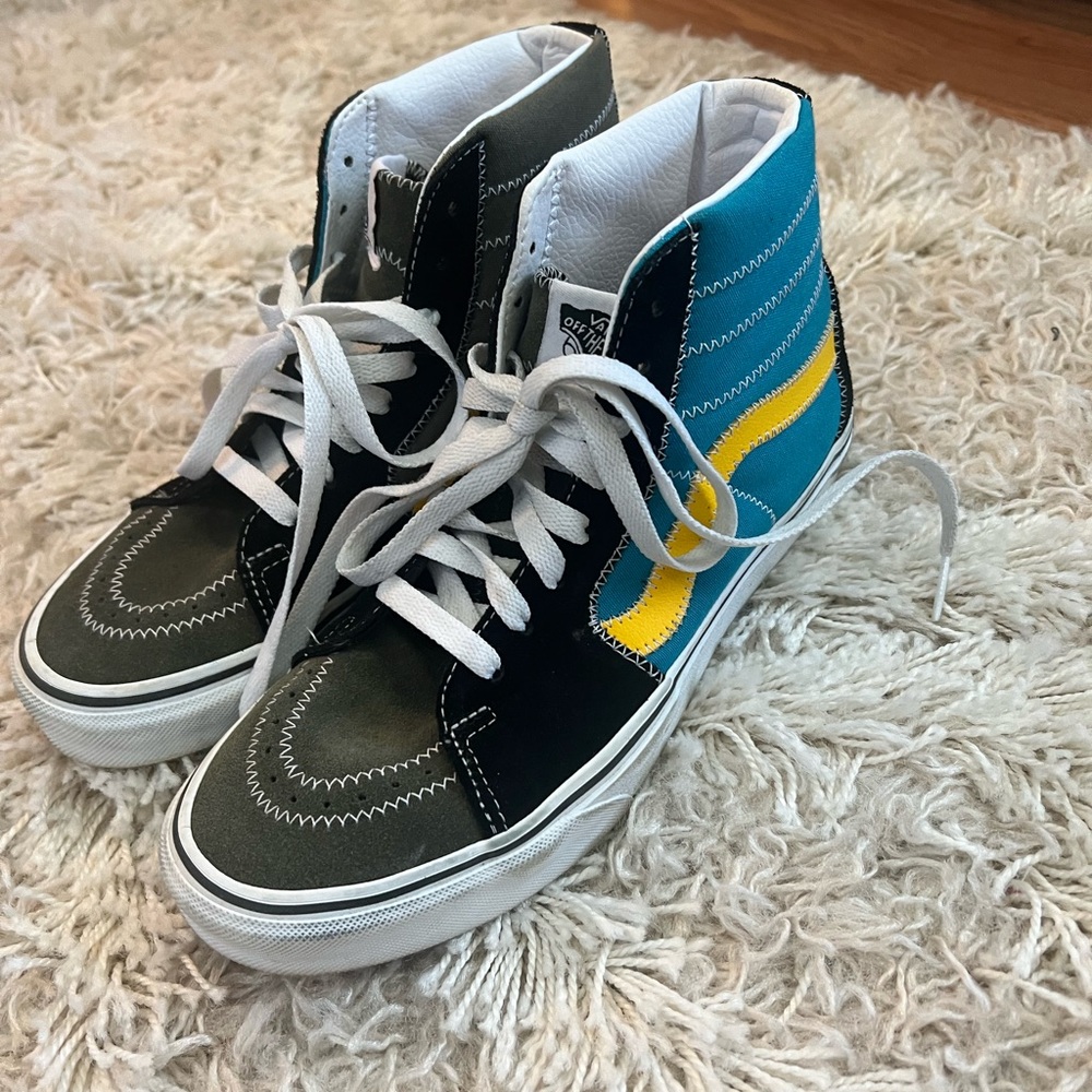 Vans Shoes, Sk8 Hi Zig Zag Multi Blue Green Suede Canvas